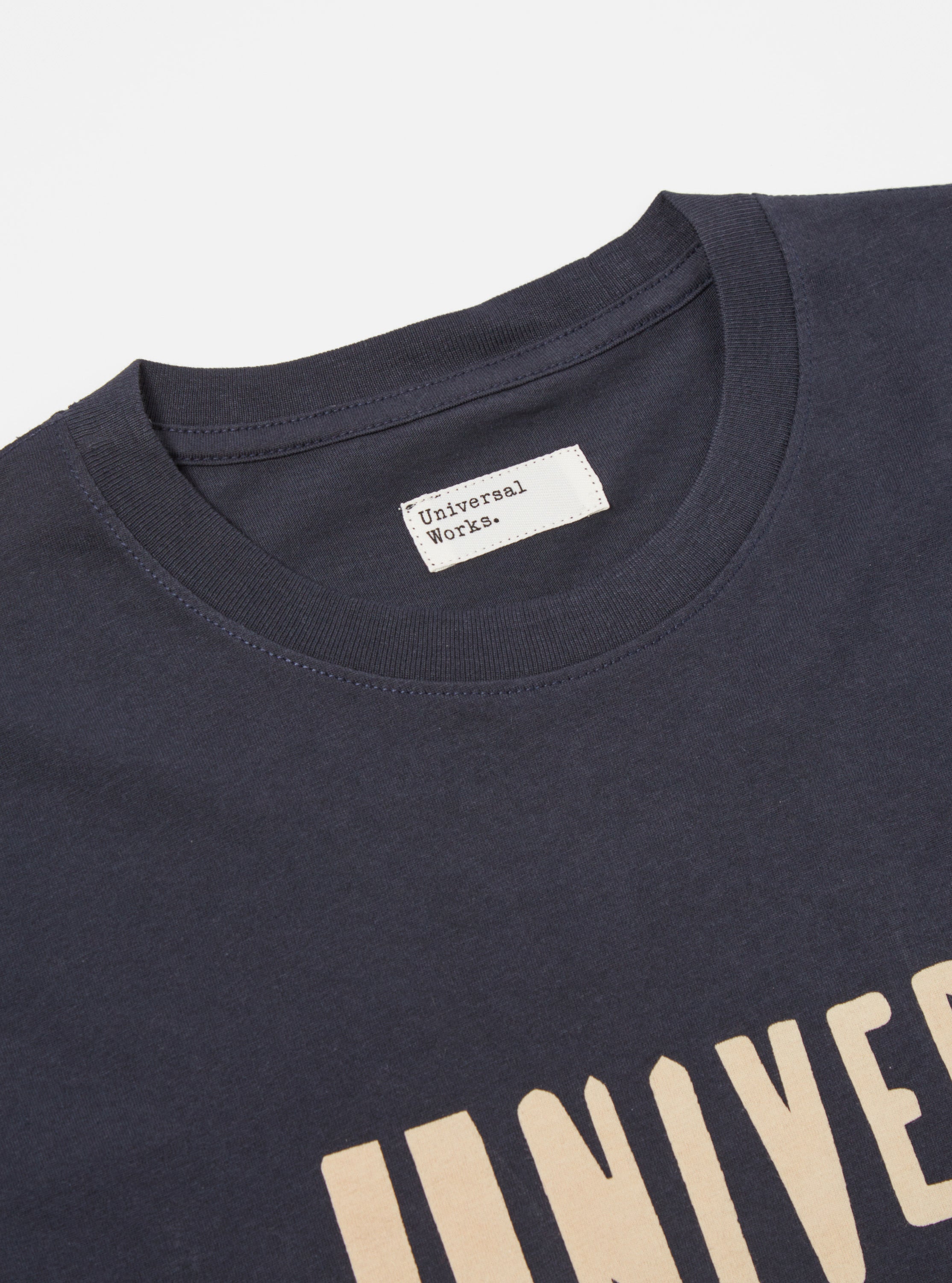 Universal Works Mystery Train Print Tee in Navy Single Jersey