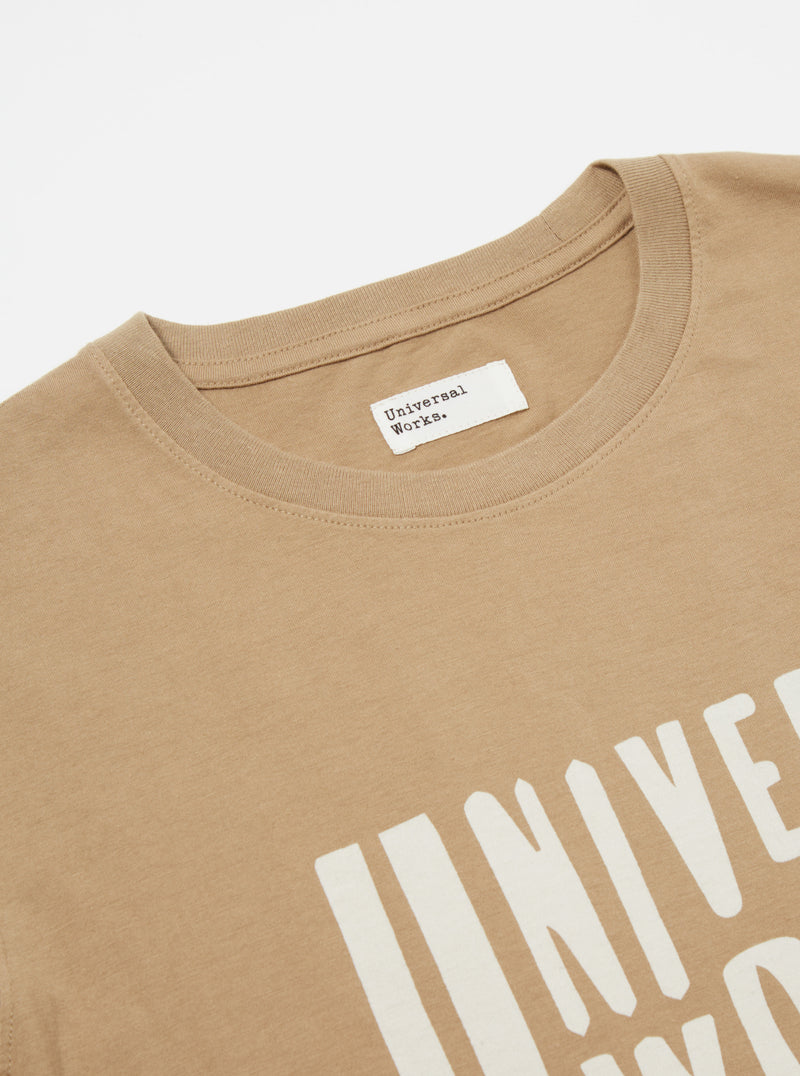 Universal Works Mystery Train Print Tee in Sand Single Jersey
