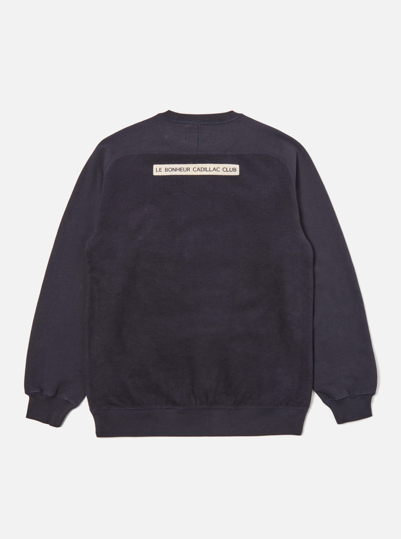 Universal Works 'Mystery Train' Print Sweatshirt in Navy Brushback