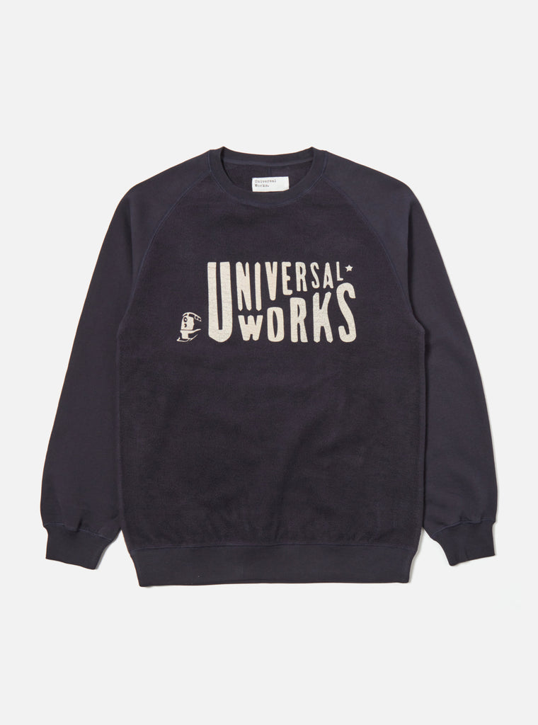 Universal Works 'Mystery Train' Print Sweatshirt in Navy Brushback