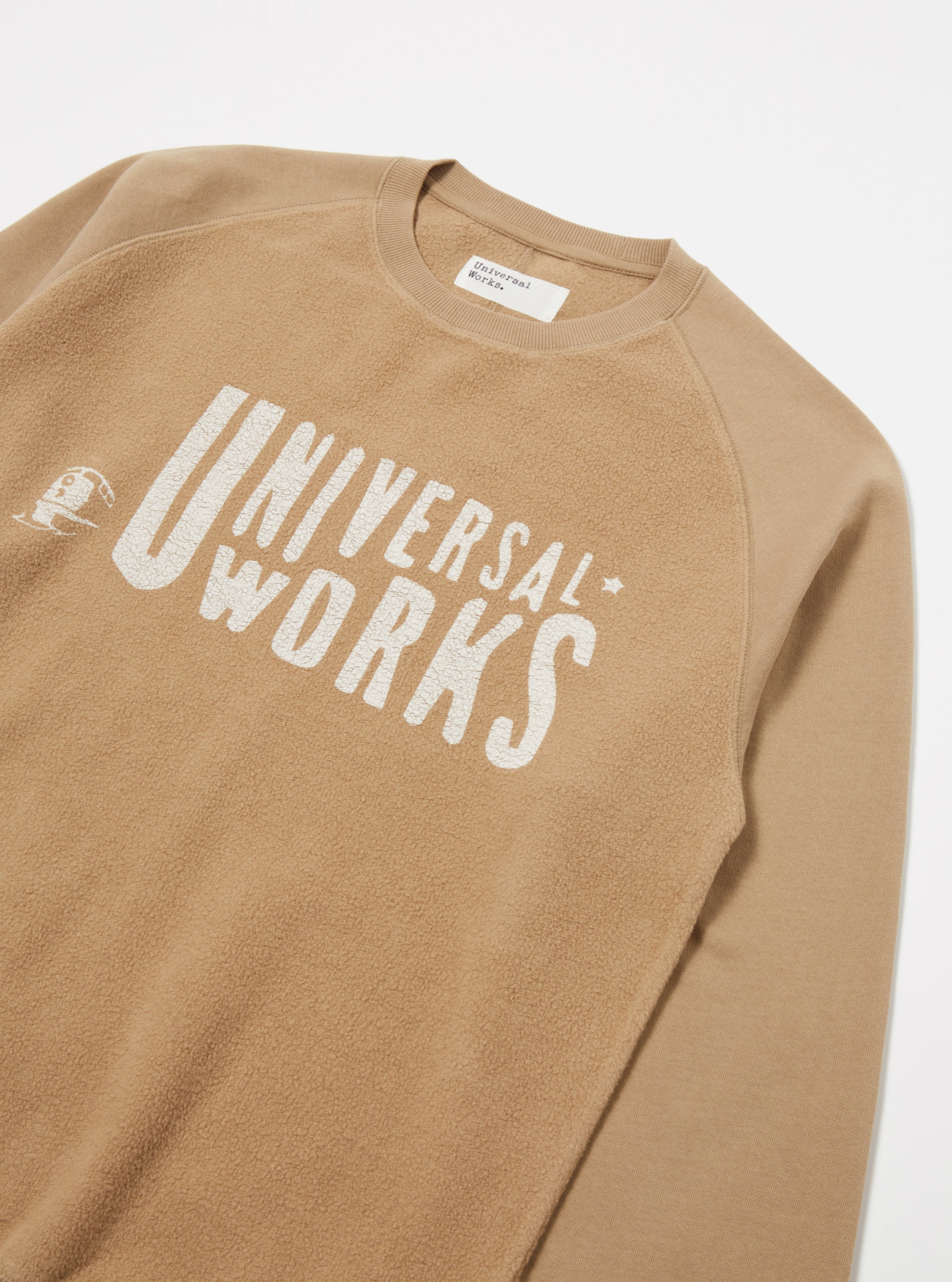 Universal Works 'Mystery Train' Print Sweatshirt in Sand Brushback