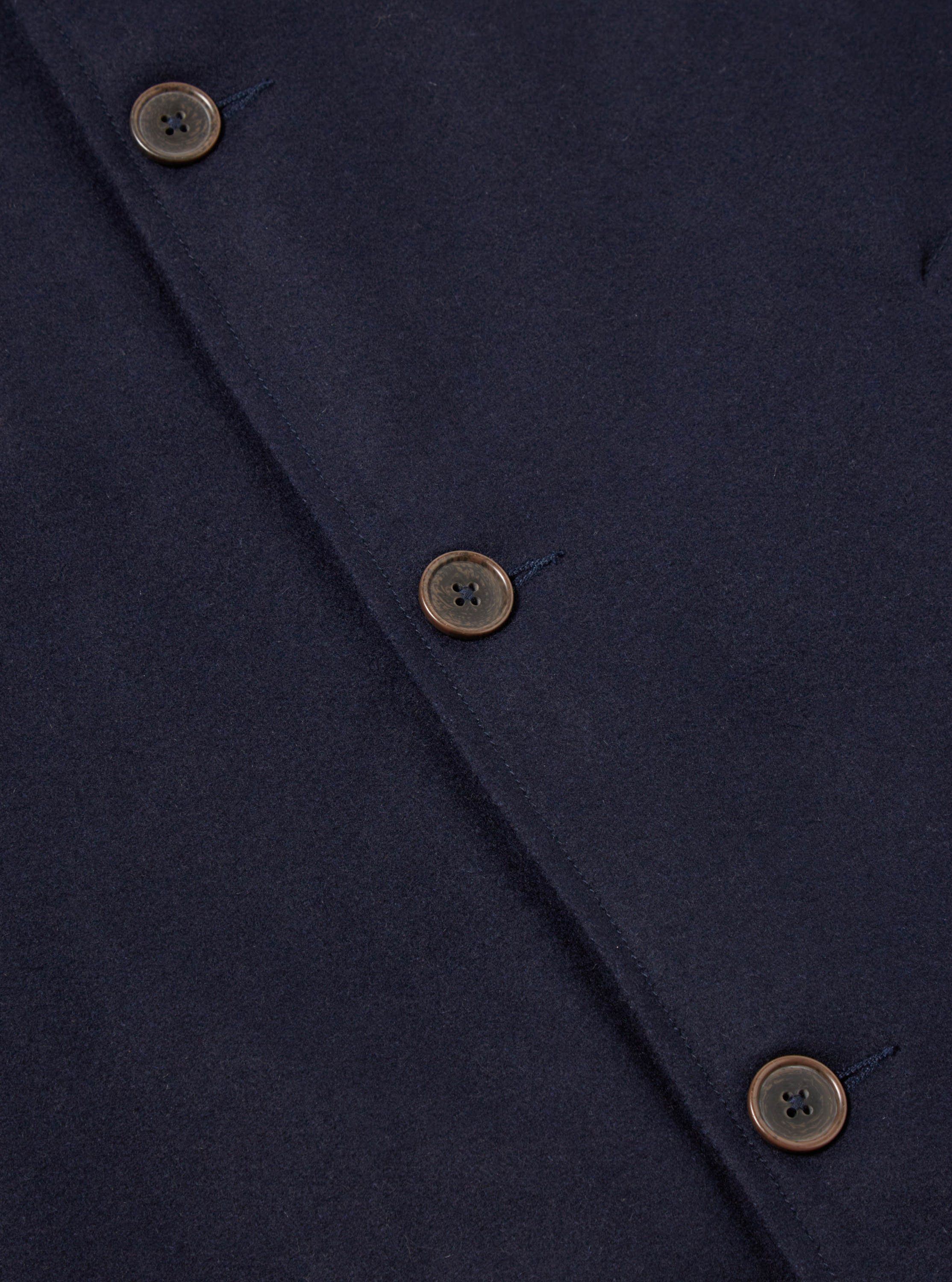 Universal Works Long Swing Overcoat in Navy Mowbray