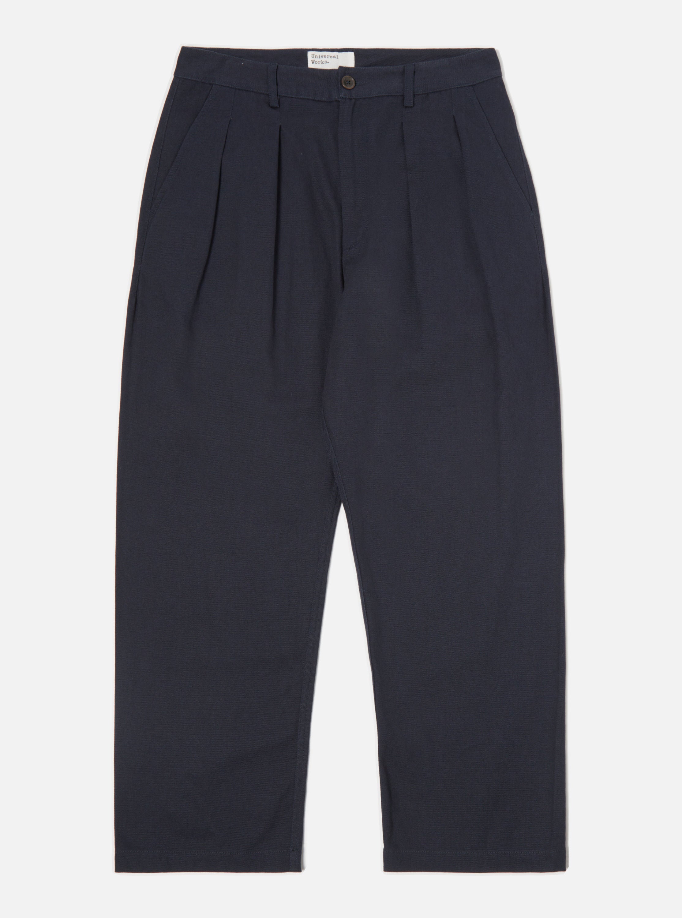 Universal Works Double Pleat Pant in Navy Winter Twill