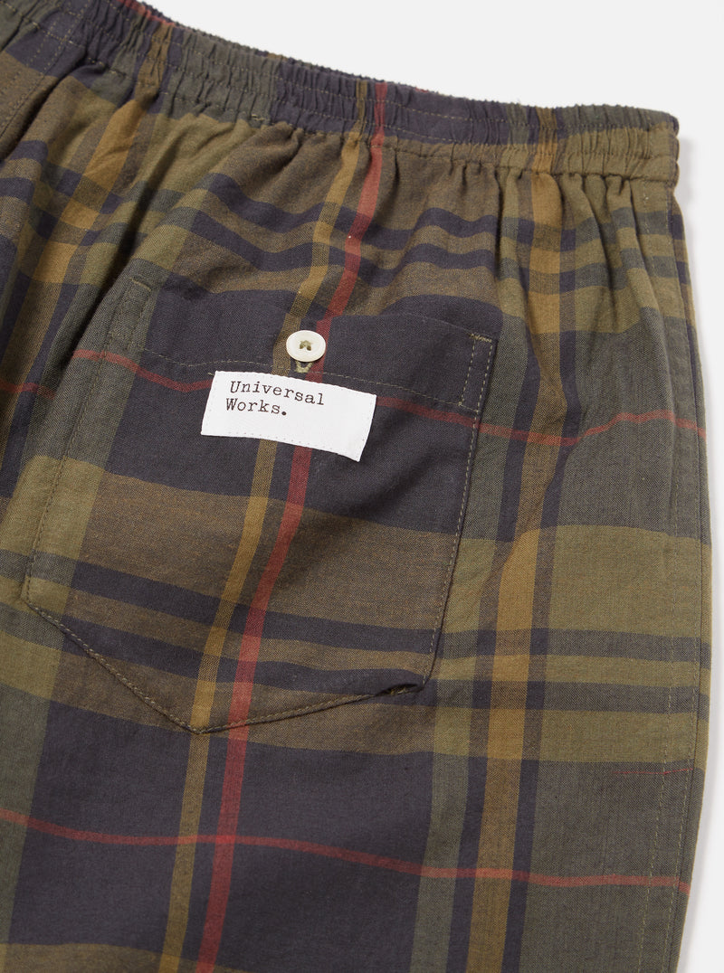 Universal Works Boxer Short in Olive Tonal Check
