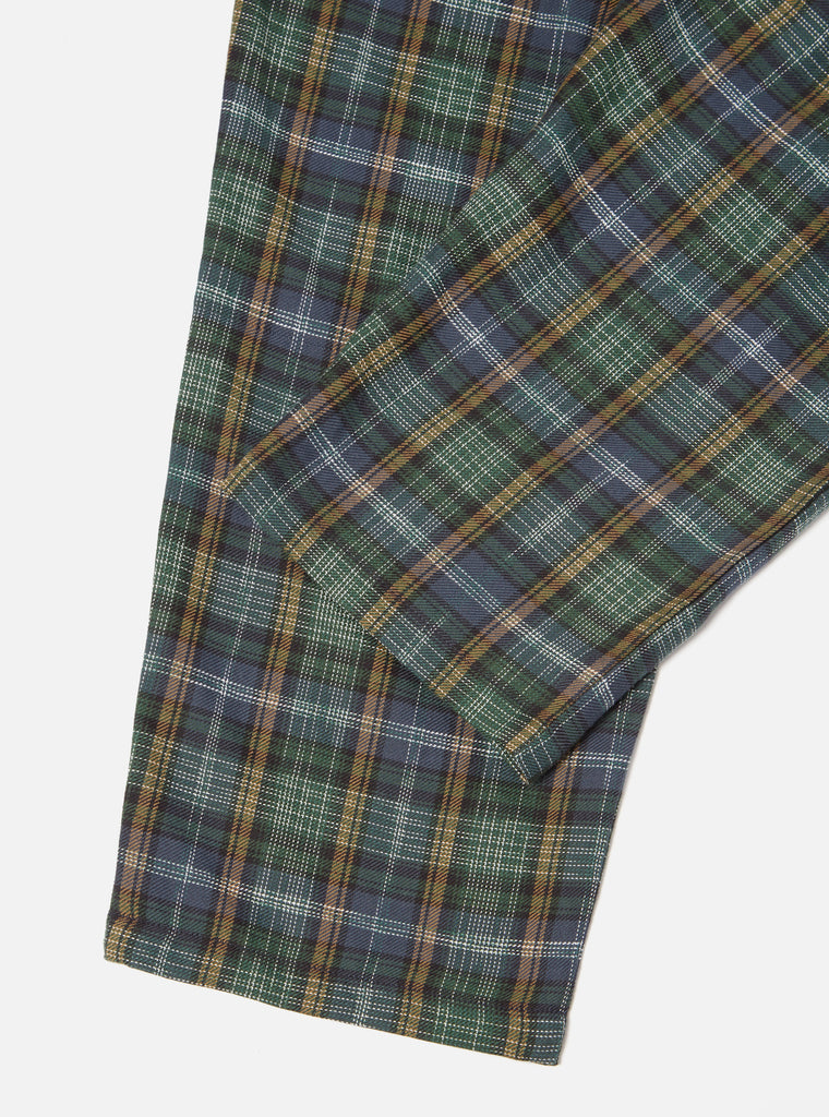 Universal Works Pyjama in Green Ikat Twill Check