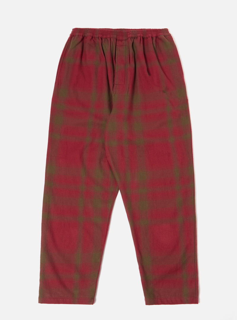 Universal Works Pyjama in Red/Olive Soft Shadow Check