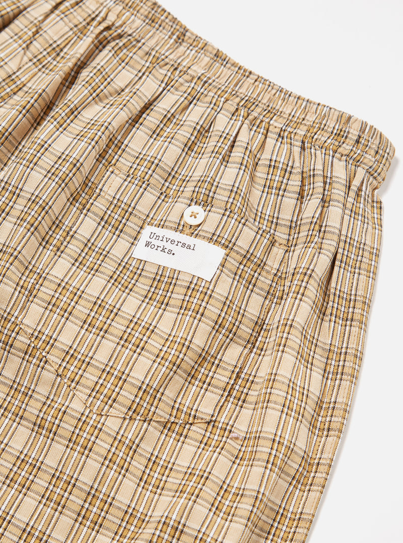 Universal Works Boxer Short in Fawn Grid Check
