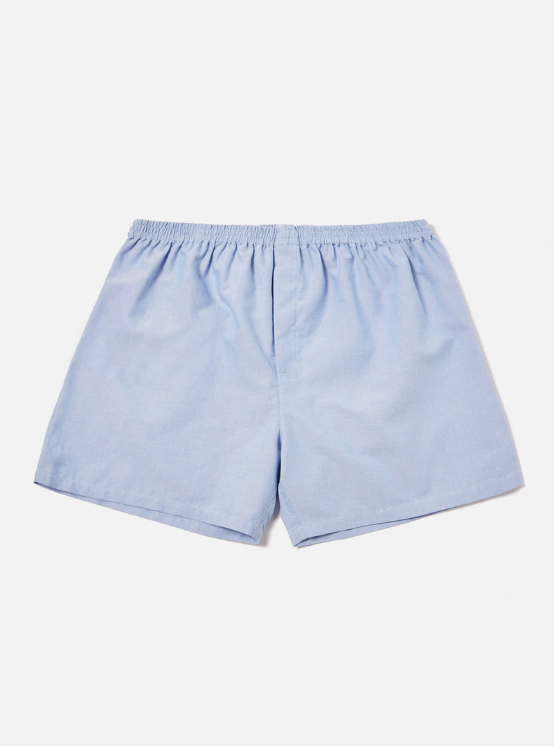 Universal Works Boxer Short in Blue Oxford Cotton