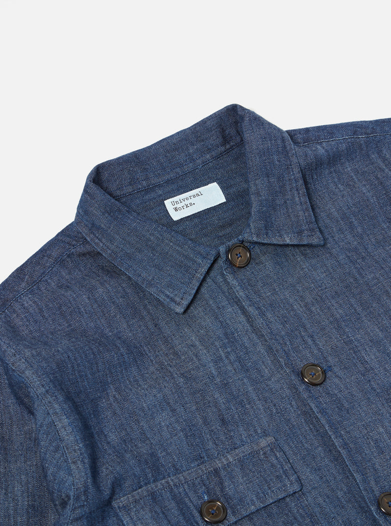 Universal Works Dockside Overshirt in Indigo 6.5oz Organic Denim