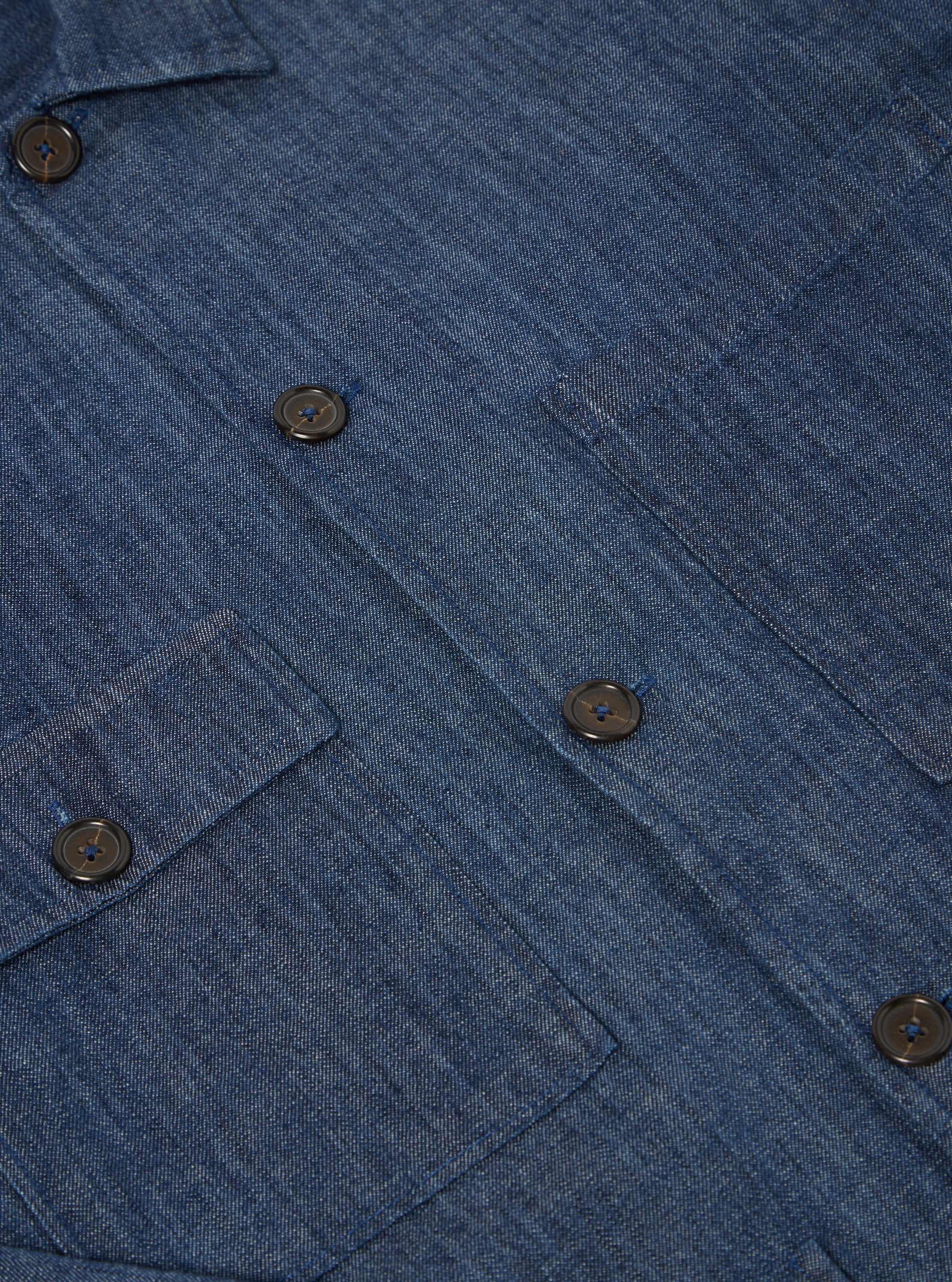 Universal Works Dockside Overshirt in Indigo 6.5oz Organic Denim