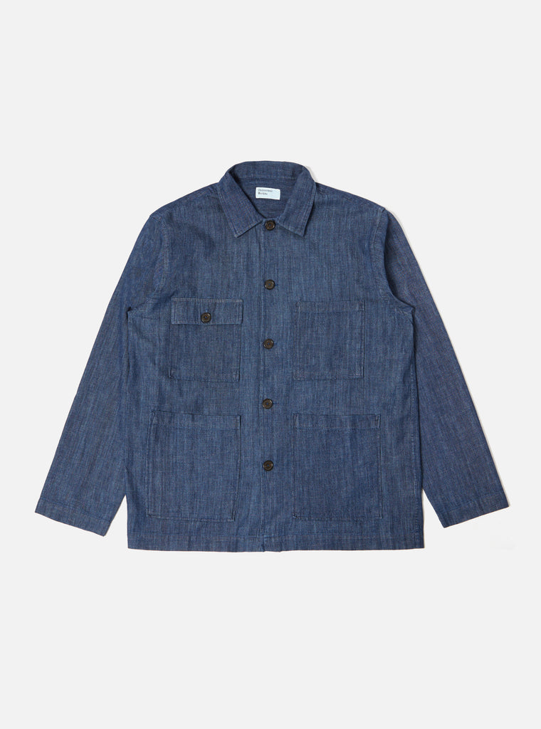 Universal Works Dockside Overshirt in Indigo 6.5oz Organic Denim