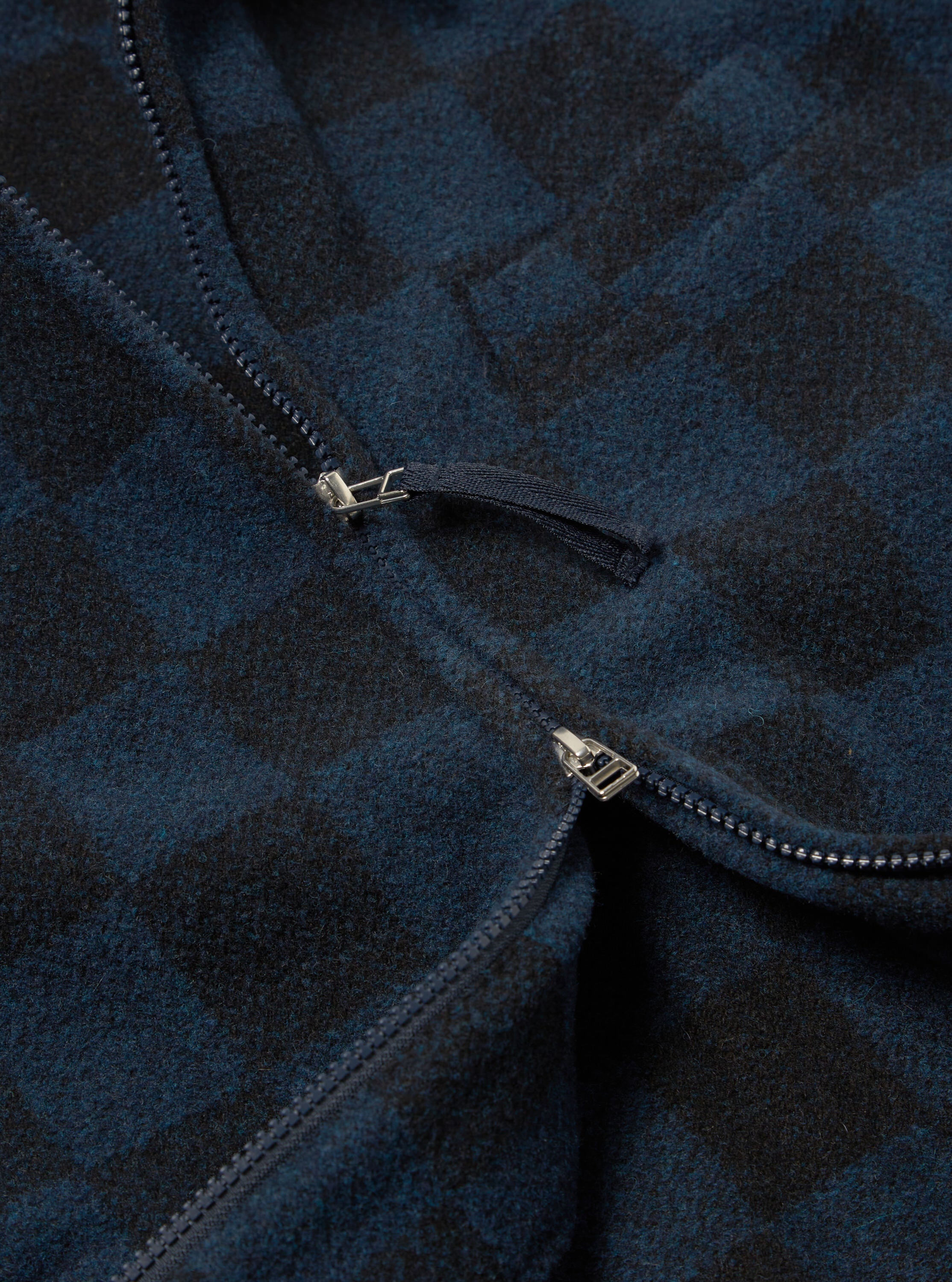 Universal Works Windcheater Jacket in Navy Checkerboard Lambswool