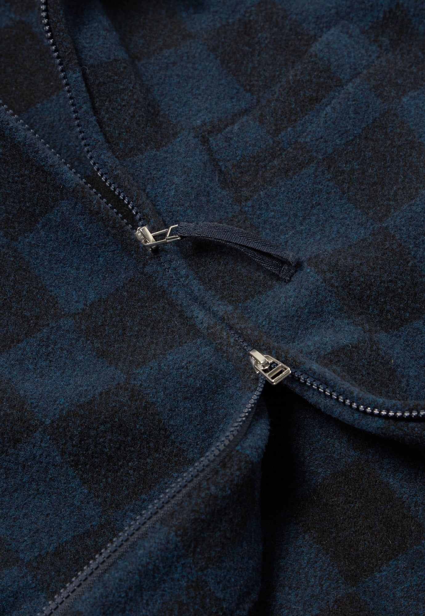 Universal Works Windcheater Jacket in Navy Checkerboard Lambswool