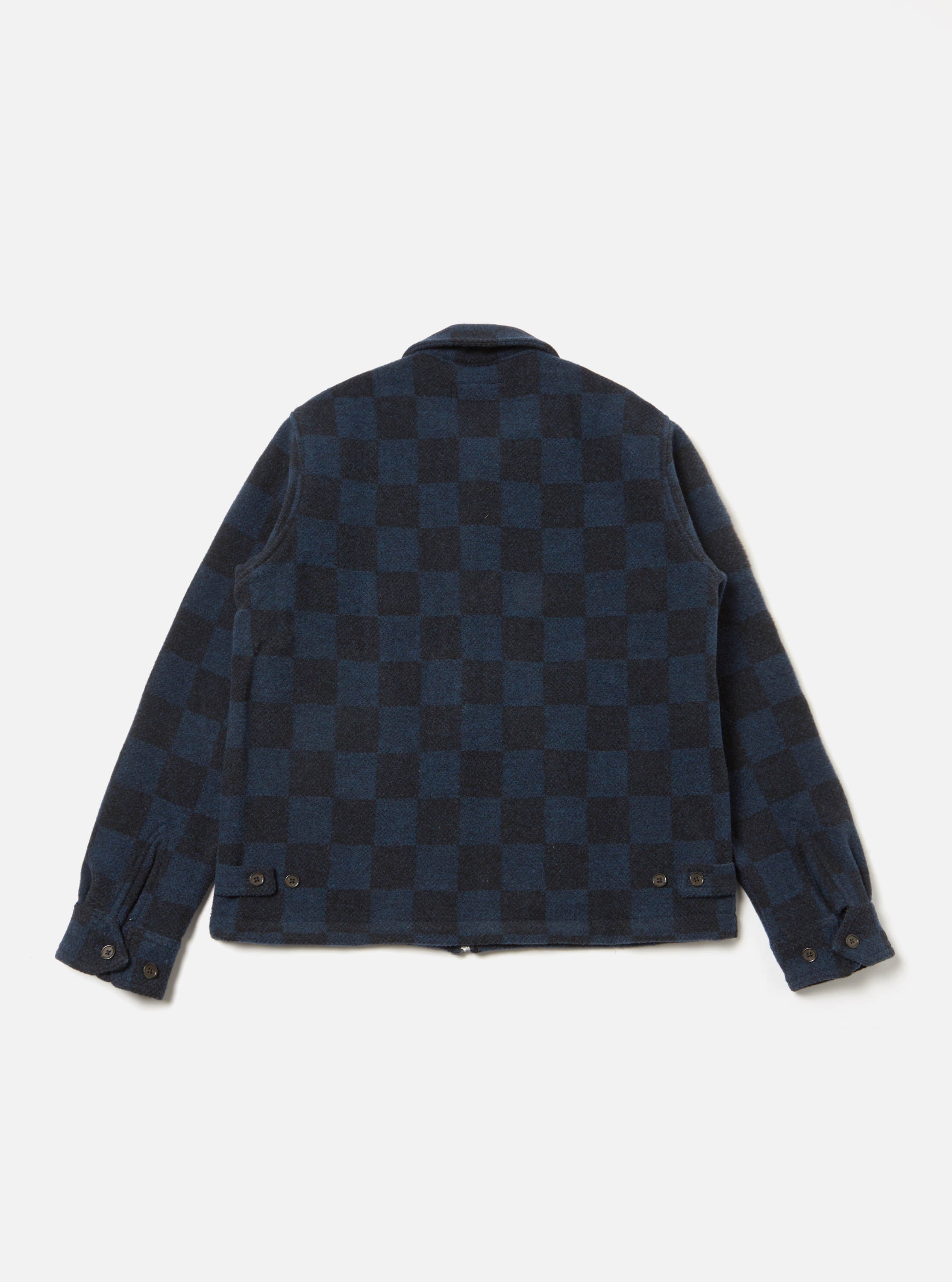 Universal Works Windcheater Jacket in Navy Checkerboard Lambswool