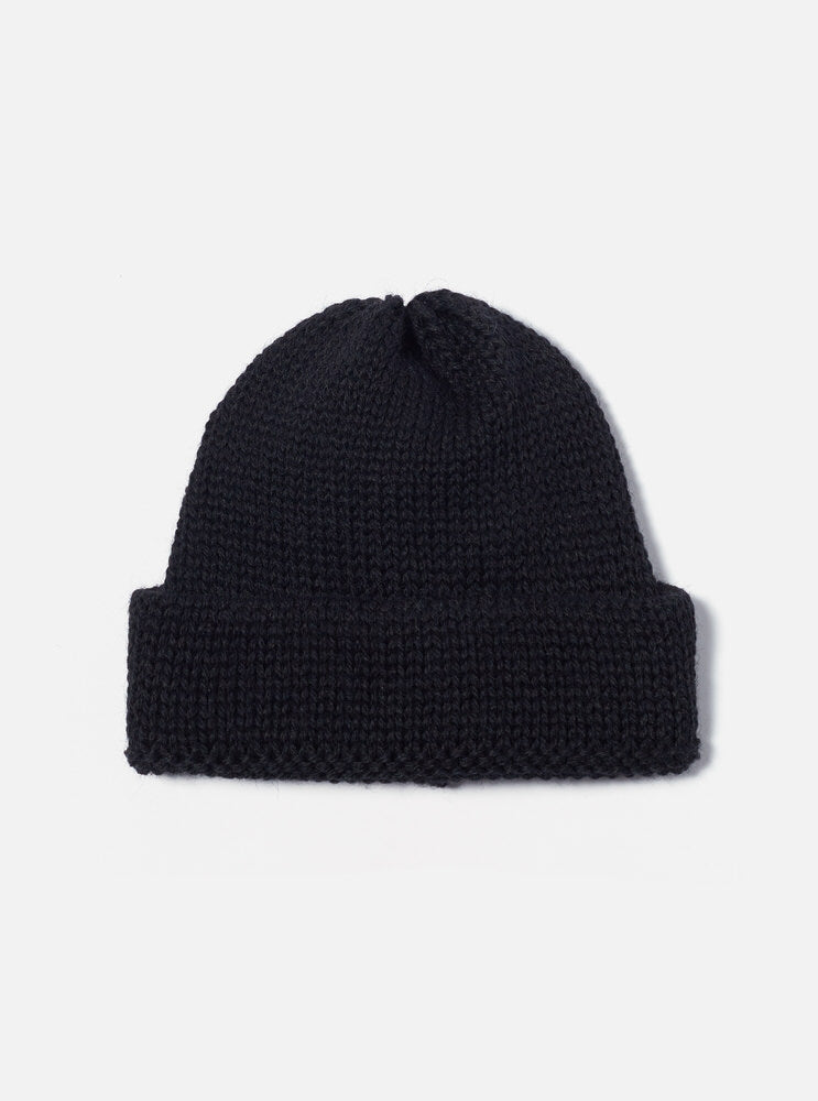 Universal Works Short Watch Cap in Black British Wool