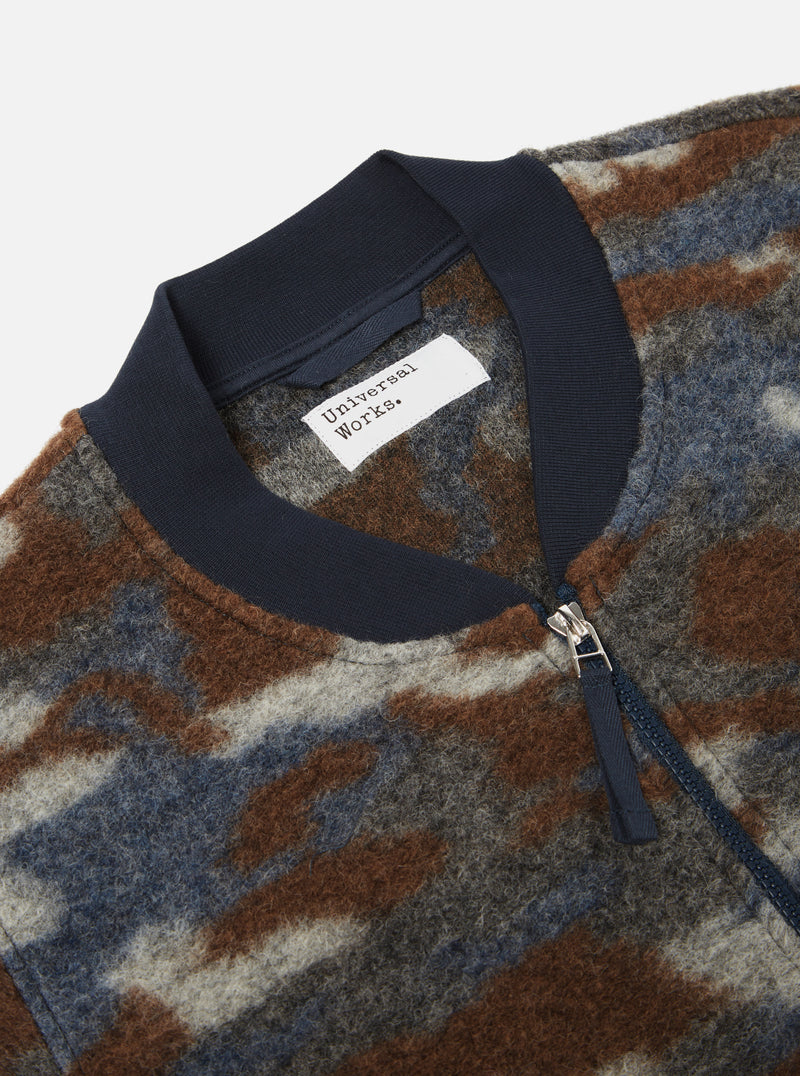 Universal Works Zip Bomber in Grey Dwight Wool Fleece