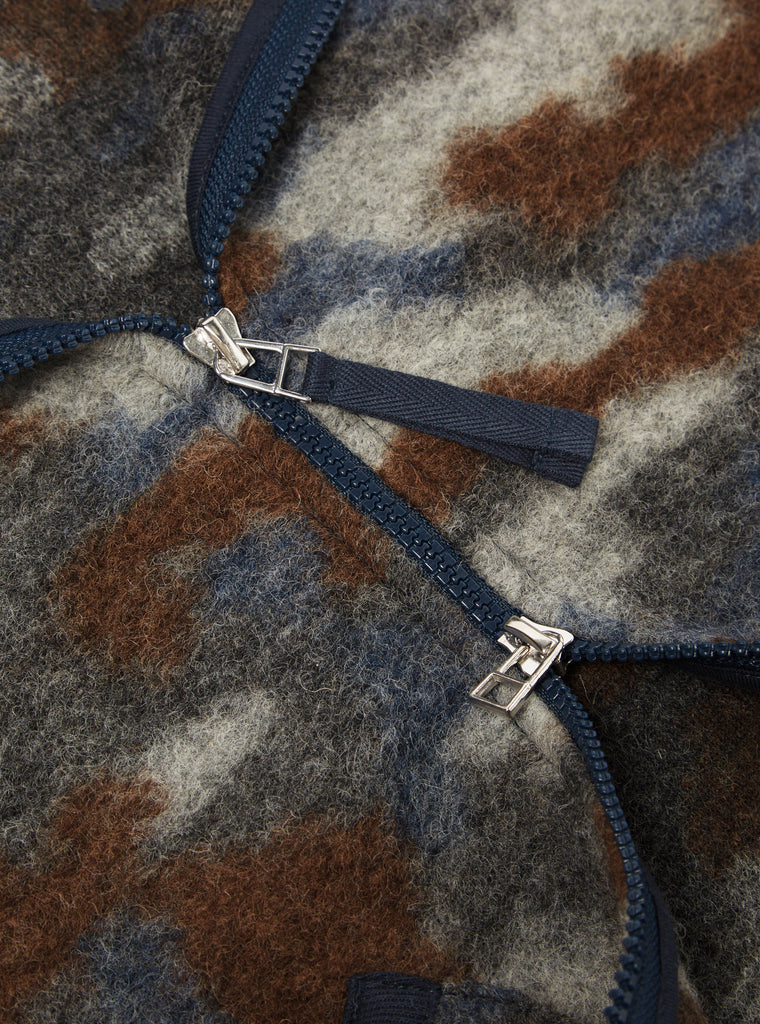 Universal Works Zip Bomber in Grey Dwight Wool Fleece