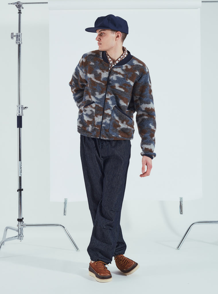 Universal Works Zip Bomber in Grey Dwight Wool Fleece