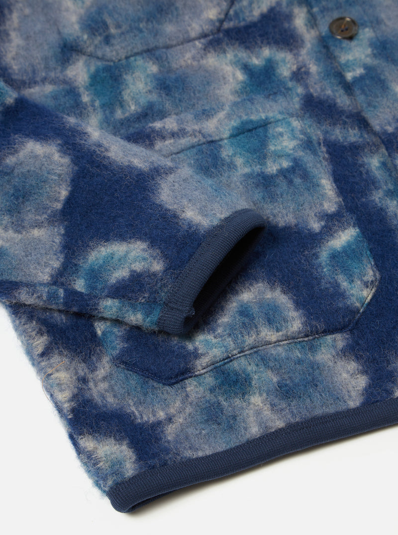 Universal Works Cardigan in Navy Flower Fleece