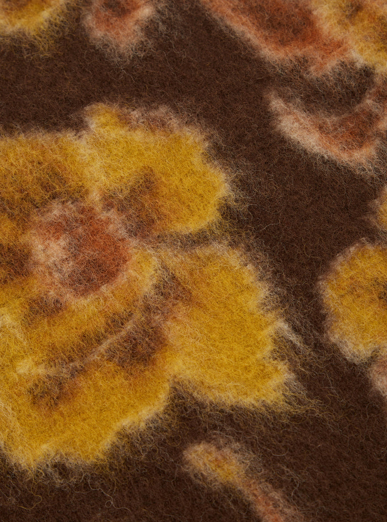 Universal Works Zip Gilet in Brown Flower Fleece