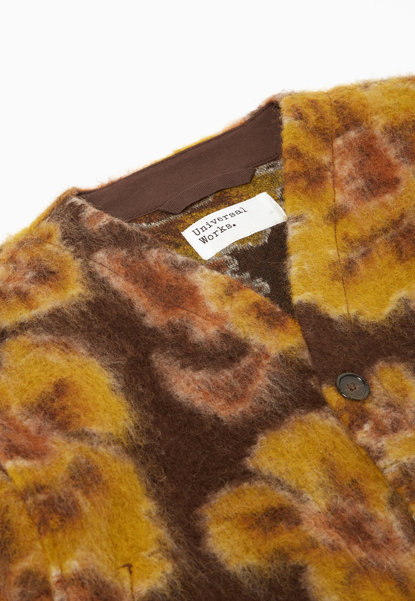 Universal Works Cardigan in Brown Flower Fleece
