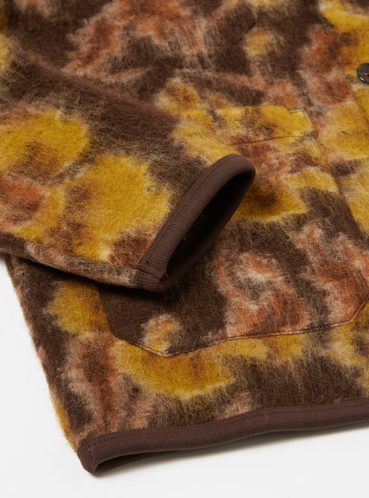 Universal Works Cardigan in Brown Flower Fleece