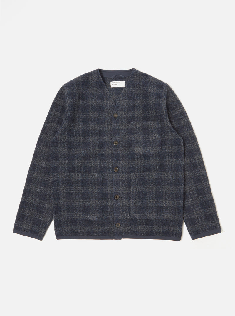 Universal Works Cardigan in Navy Swarm Fleece
