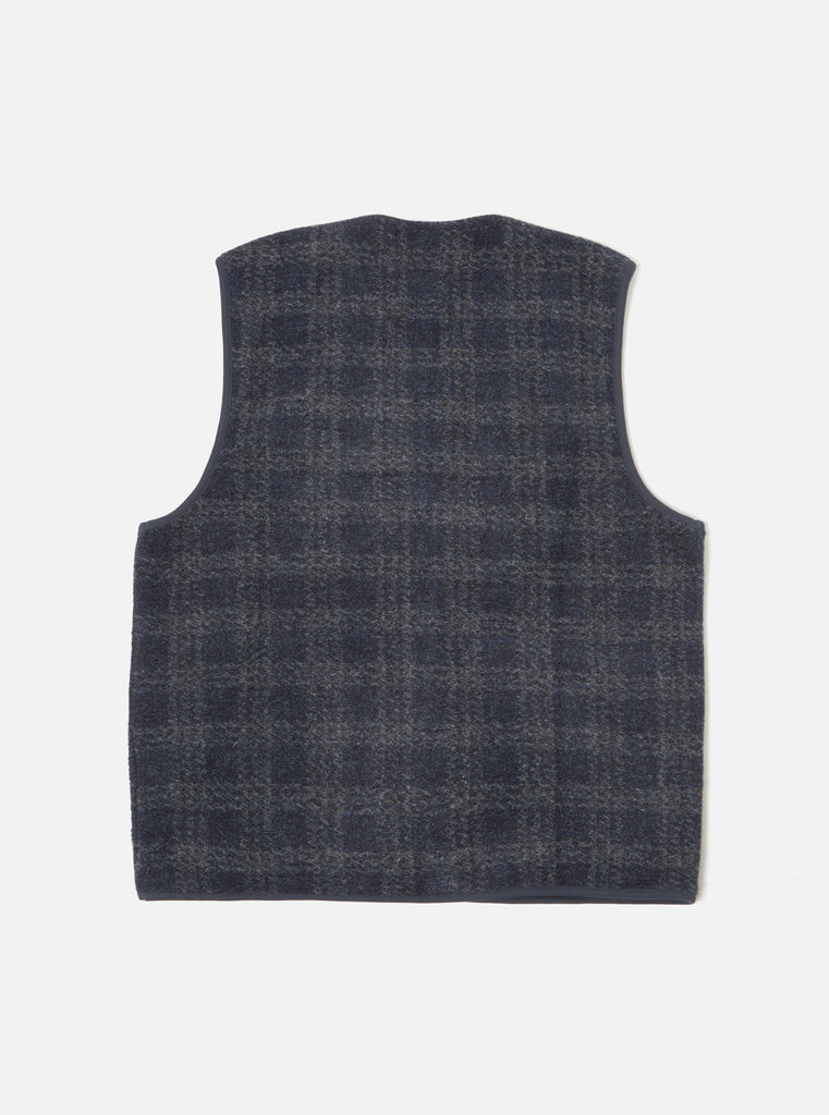 Universal Works Zip Gilet in Navy Swarm Fleece