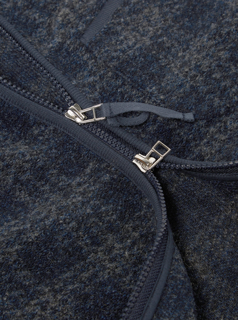 Universal Works Zip Gilet in Navy Swarm Fleece