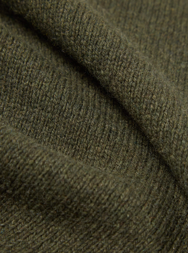 Universal Works Roll Neck in Olive Eco Wool