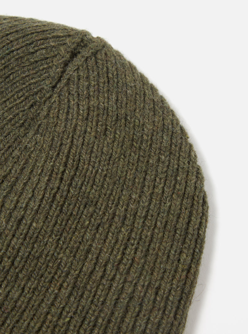 Universal Works Watch Cap in Olive Eco Wool