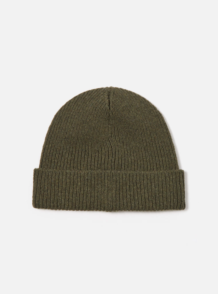 Universal Works Watch Cap in Olive Eco Wool