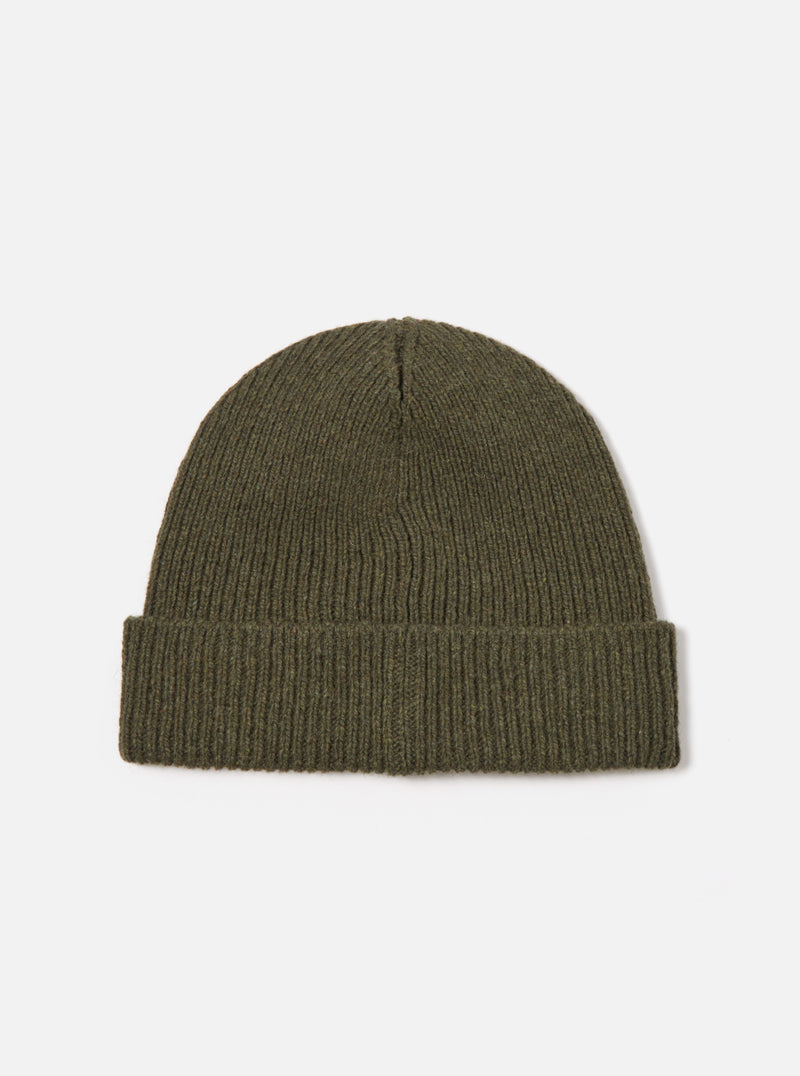 Universal Works Watch Cap in Olive Eco Wool