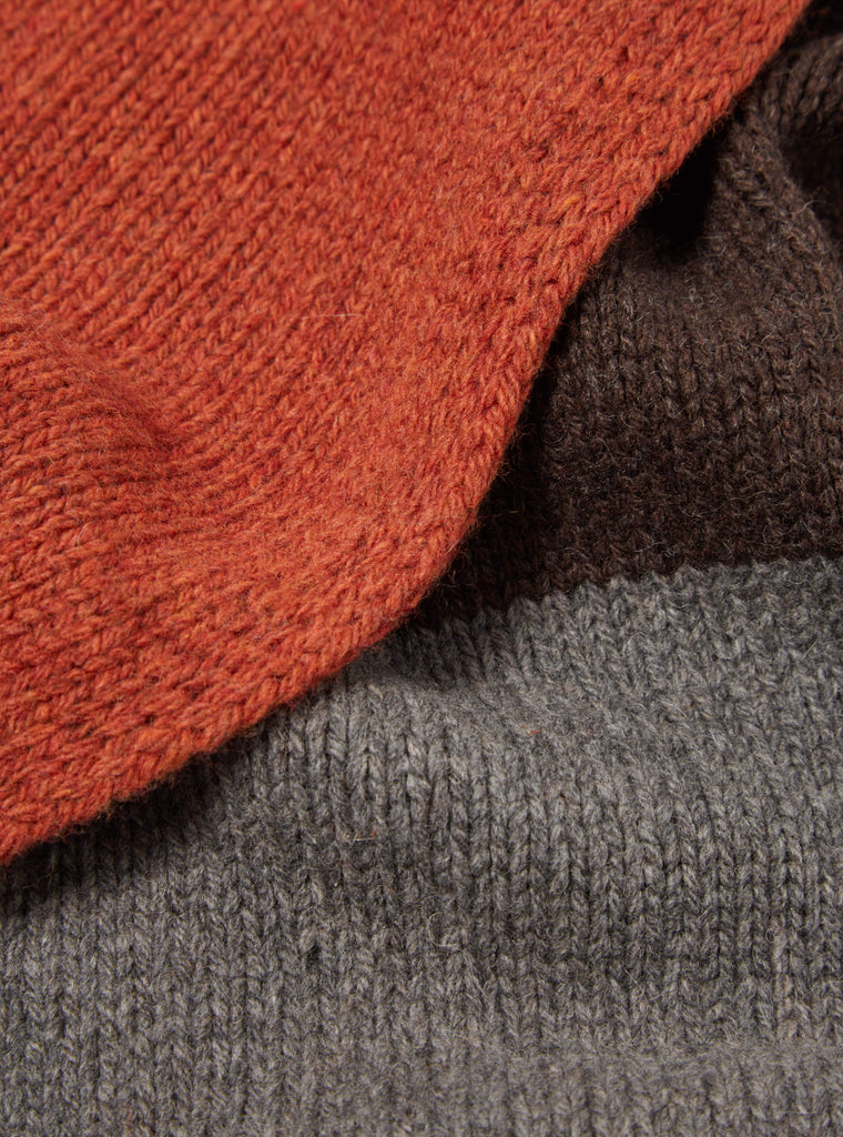 Universal Works Stripe Scarf in Brown Mix Eco Wool Stripe