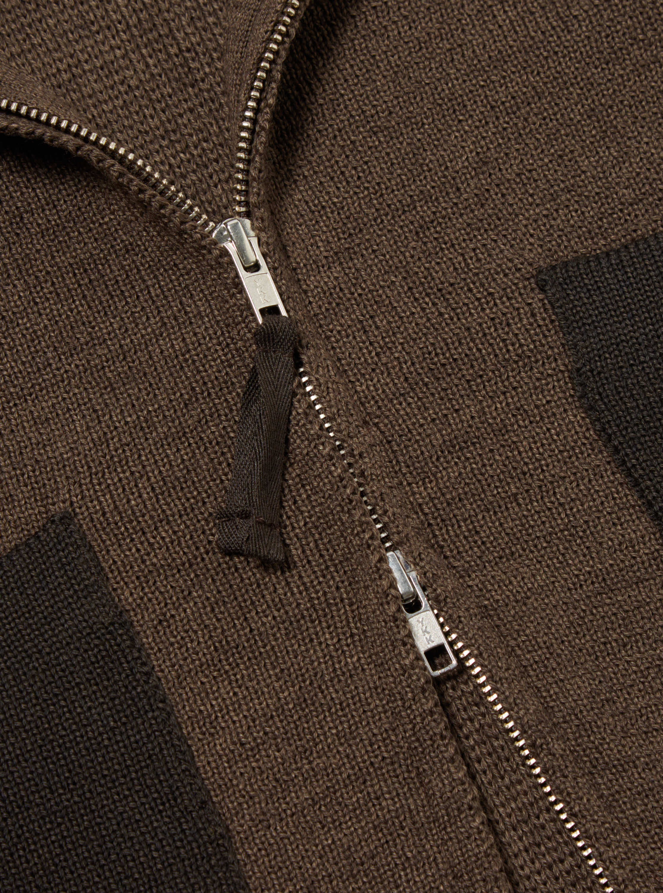 Universal Works Zip Knitwork Jacket in Brown Merino Knit