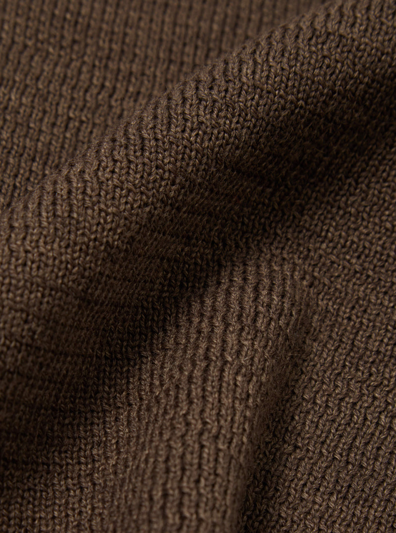 Universal Works Zip Knitwork Jacket in Brown Merino Knit