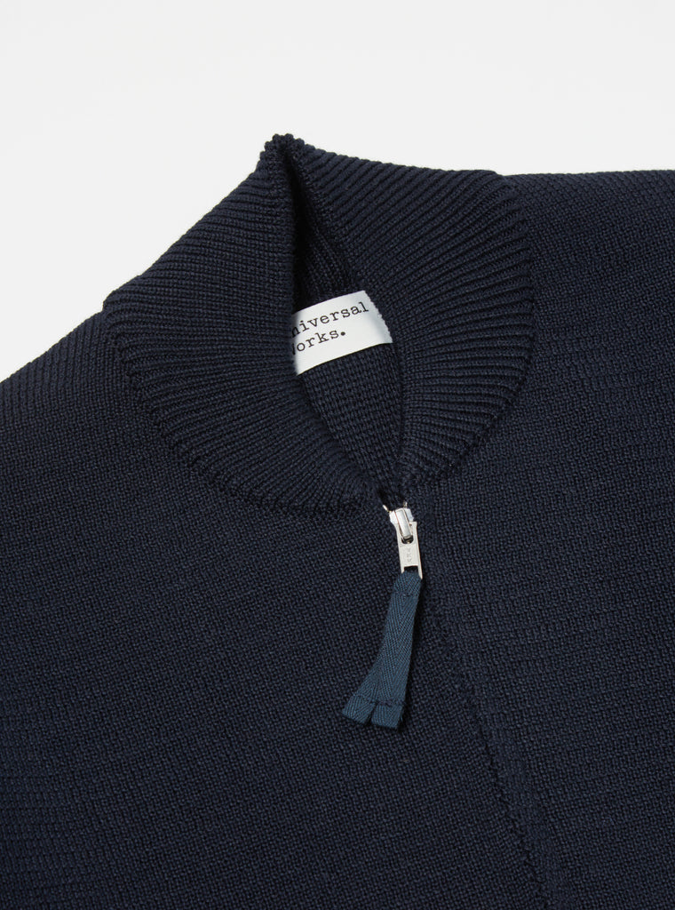 Universal Works Zip Knitwork Jacket in Navy Merino Knit