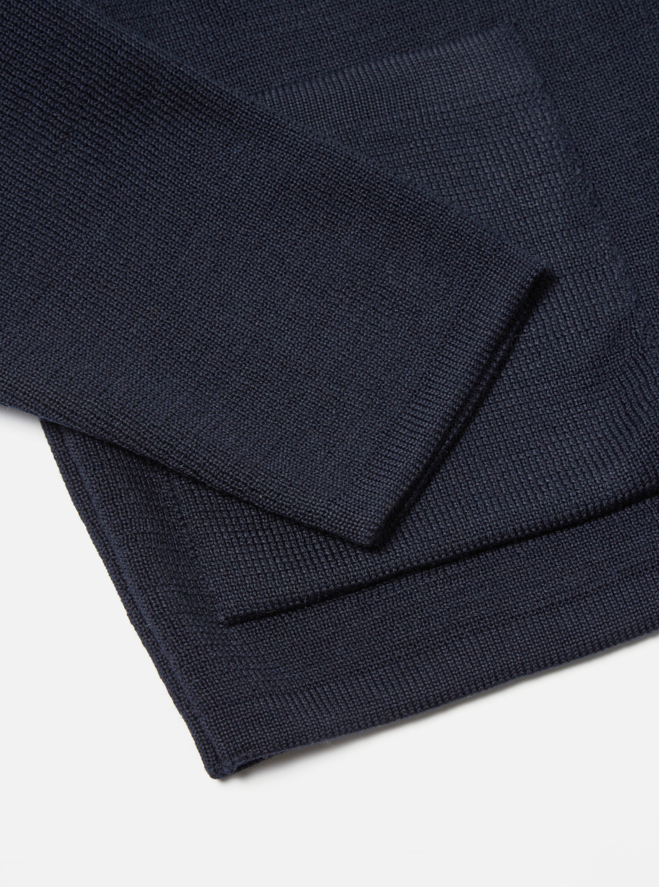 Universal Works Zip Knitwork Jacket in Navy Merino Knit