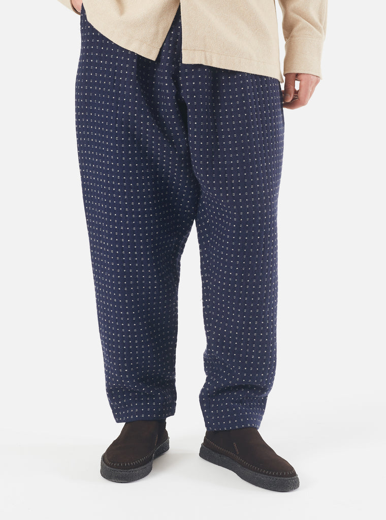 Universal Works Pleated Track Pant in Indigo Shingora Dot