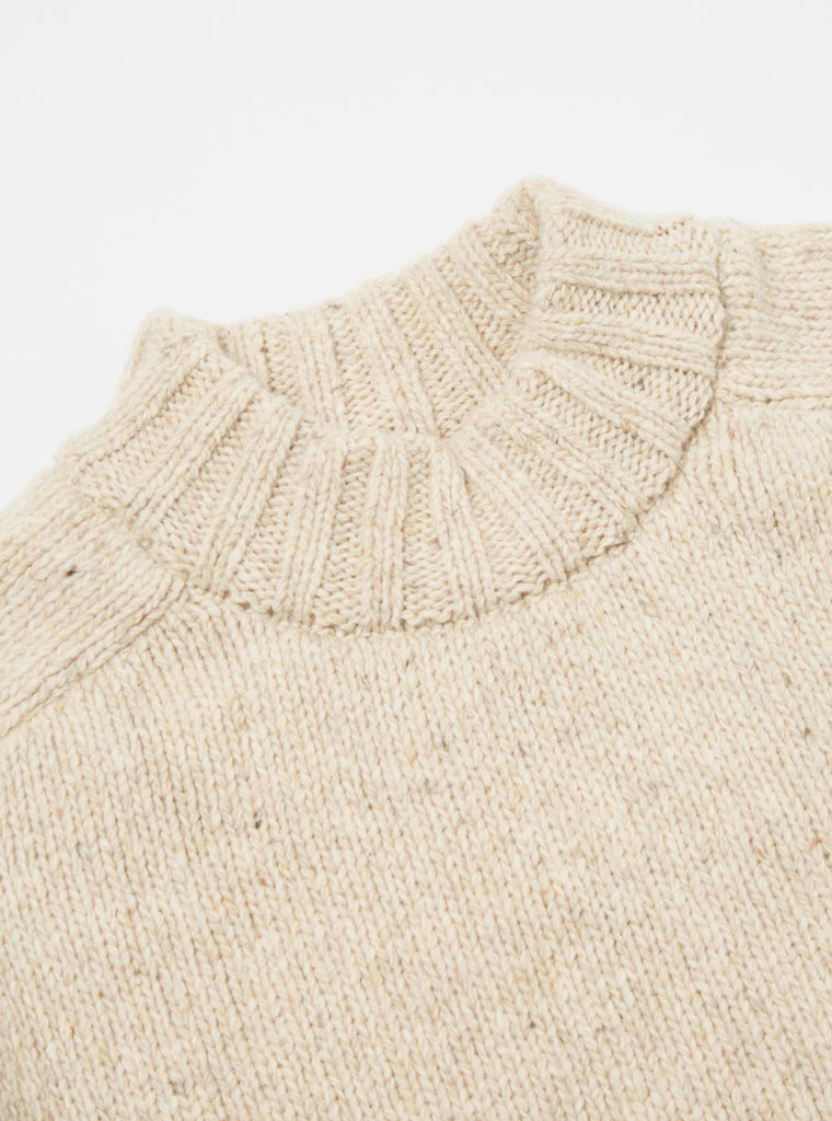 Universal Works Vincent Turtle Neck in Stone Lambswool Fleck