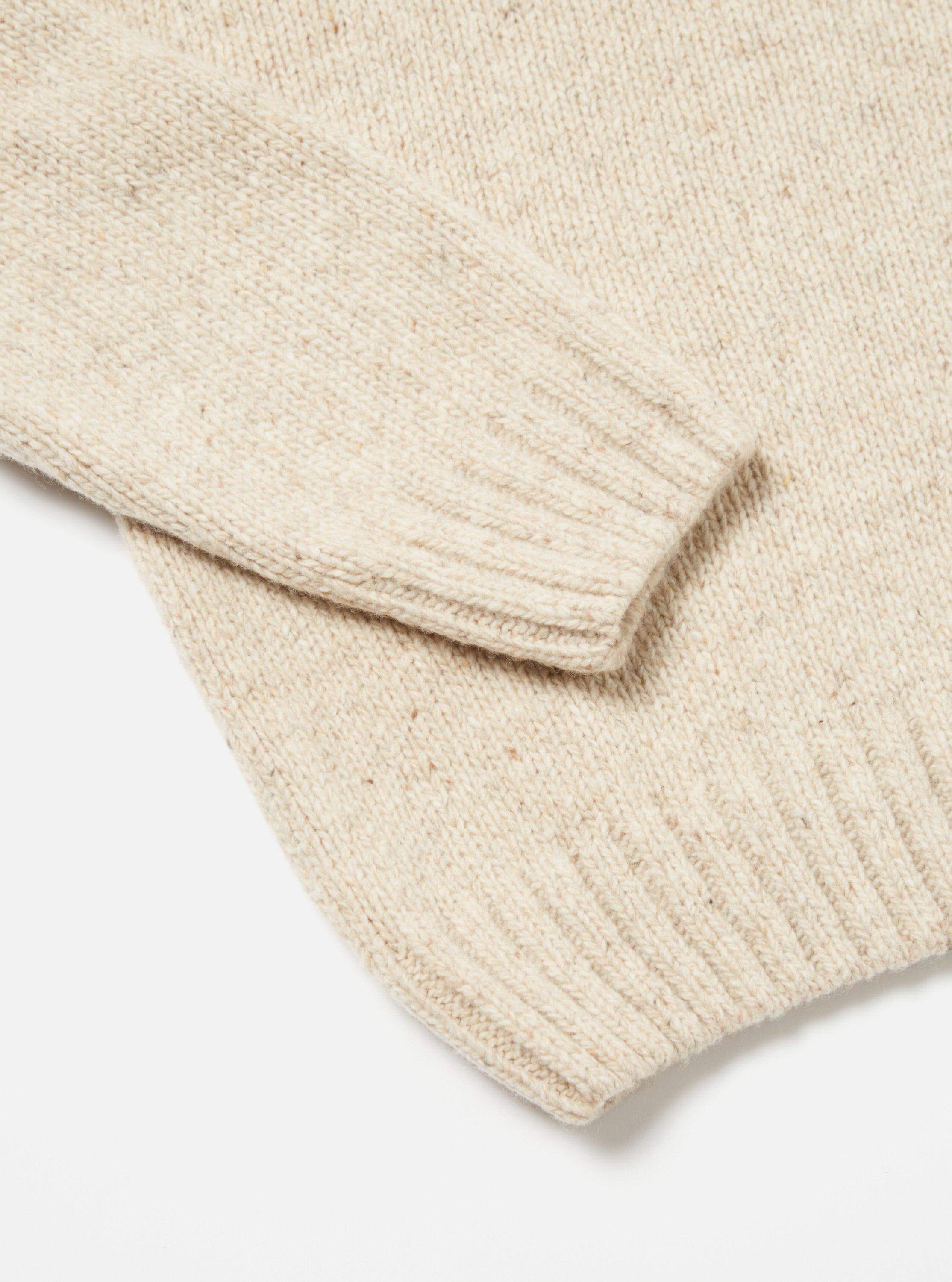 Universal Works Vincent Turtle Neck in Stone Lambswool Fleck