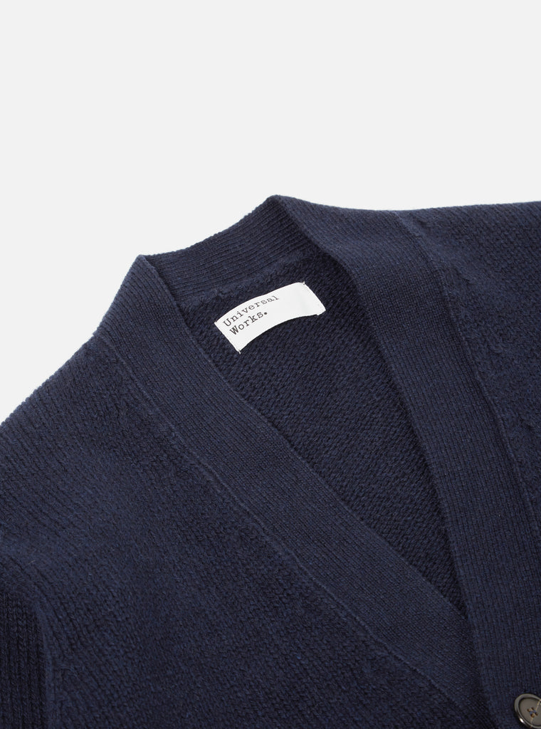 Universal Works Langdale Cardigan in Navy Eco Wool