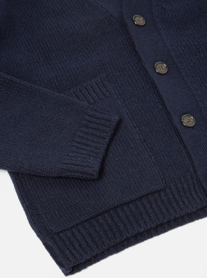 Universal Works Langdale Cardigan in Navy Eco Wool