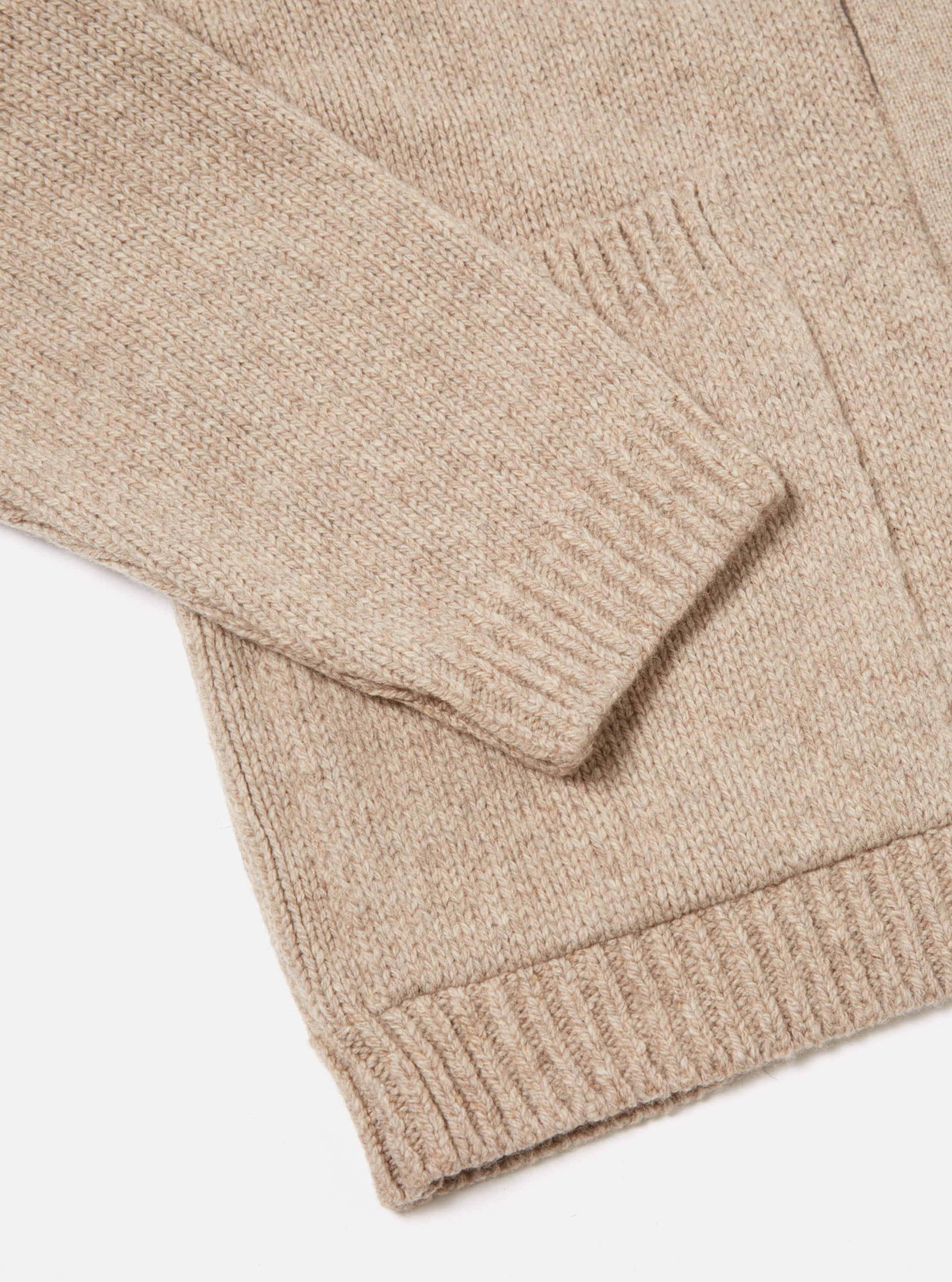 Universal Works Langdale Cardigan in Oatmeal Eco Wool