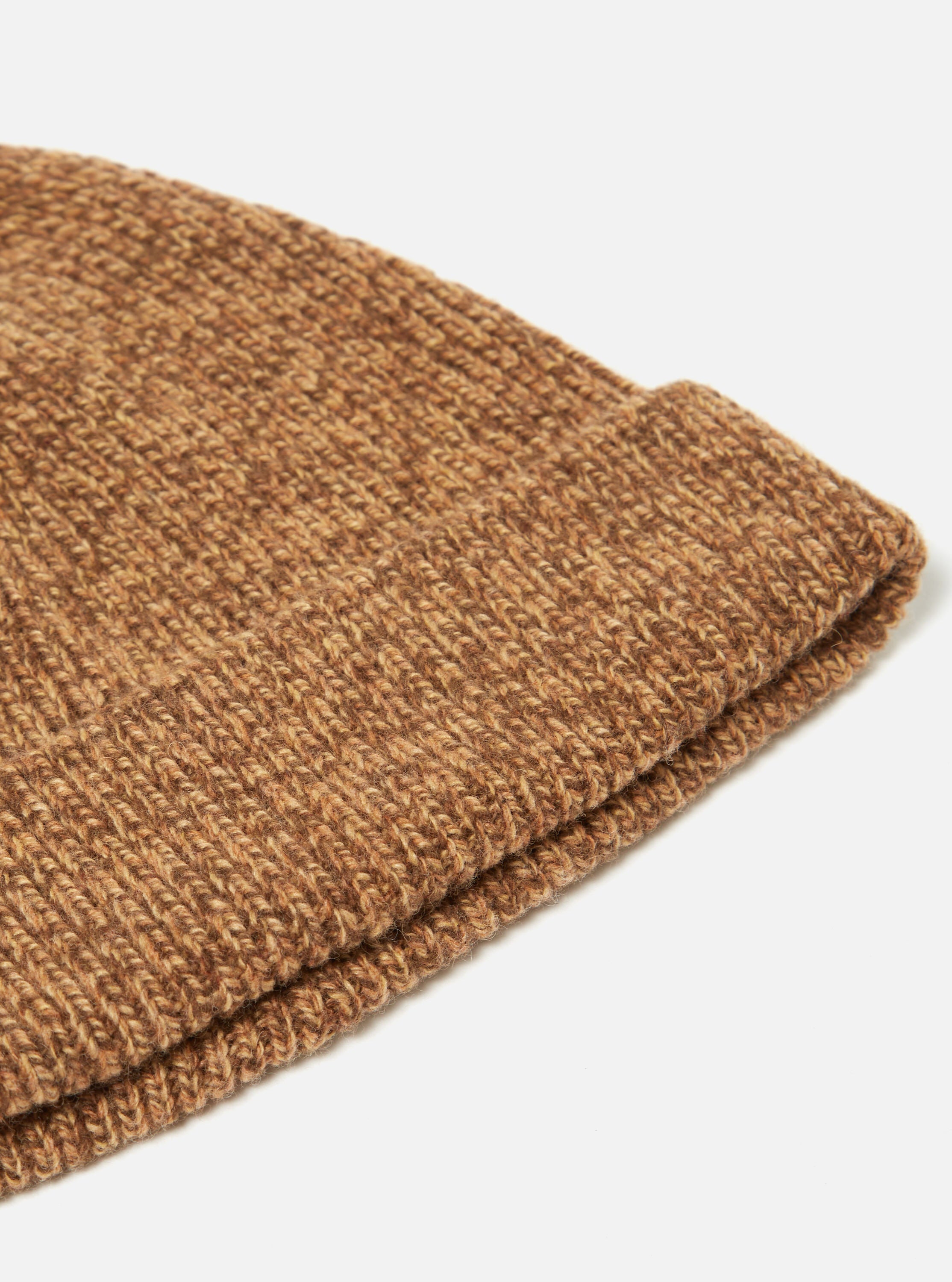 Universal Works Watch Cap in Light Brown Twisted Italian Wool
