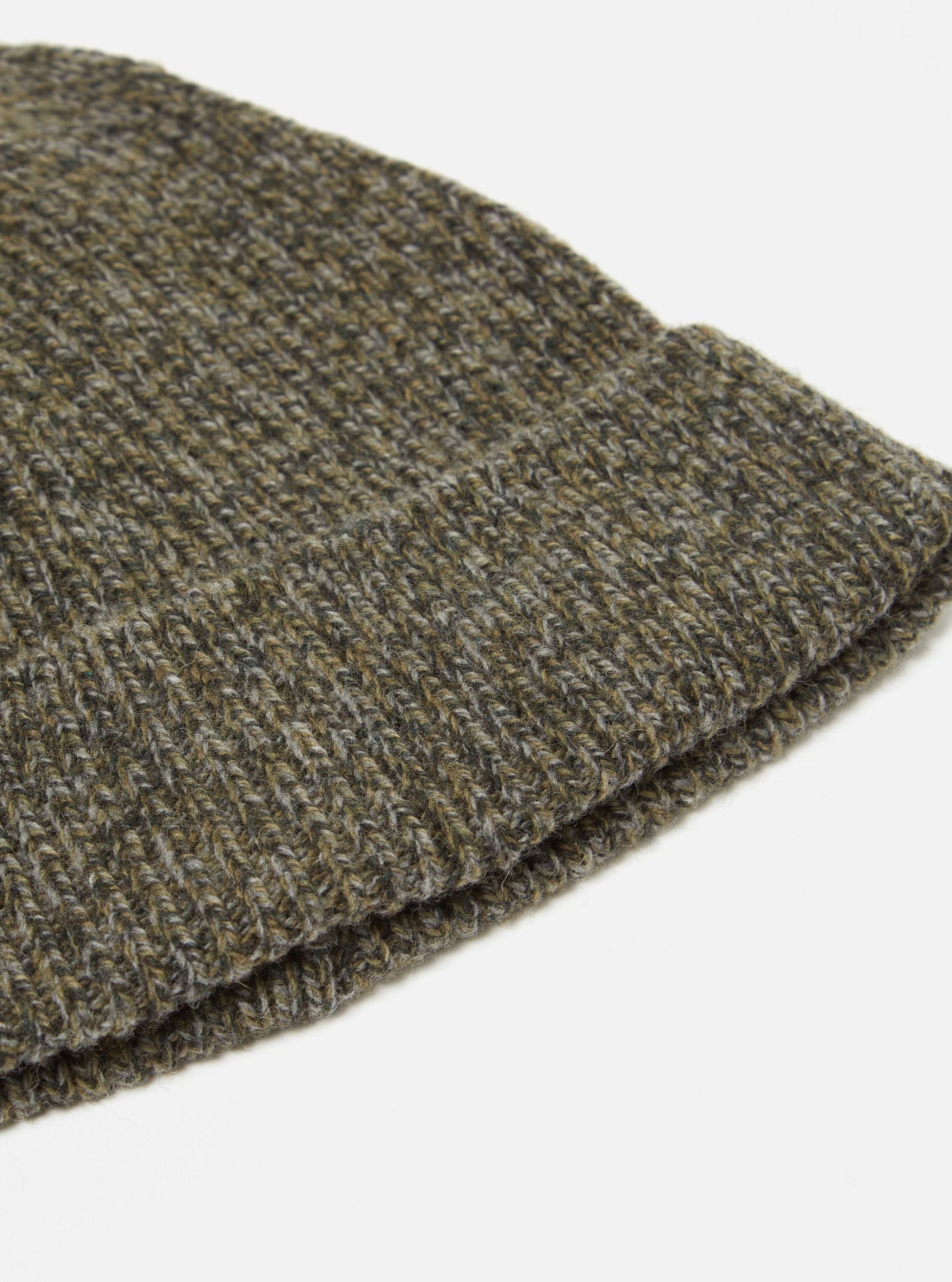 Universal Works Watch Cap in Olive Twisted Italian Wool