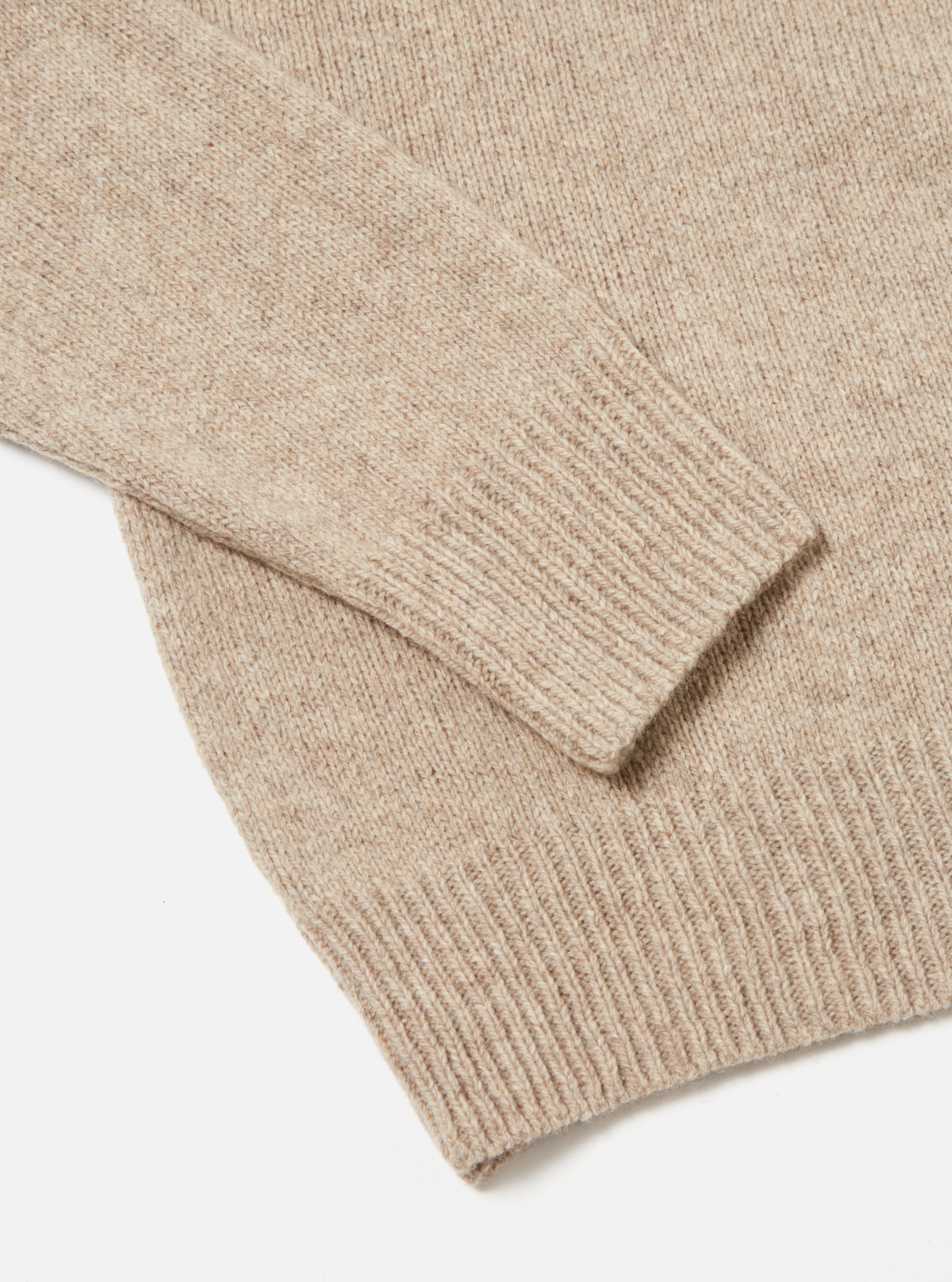 Universal Works V Neck Sweater in Oatmeal Eco Wool
