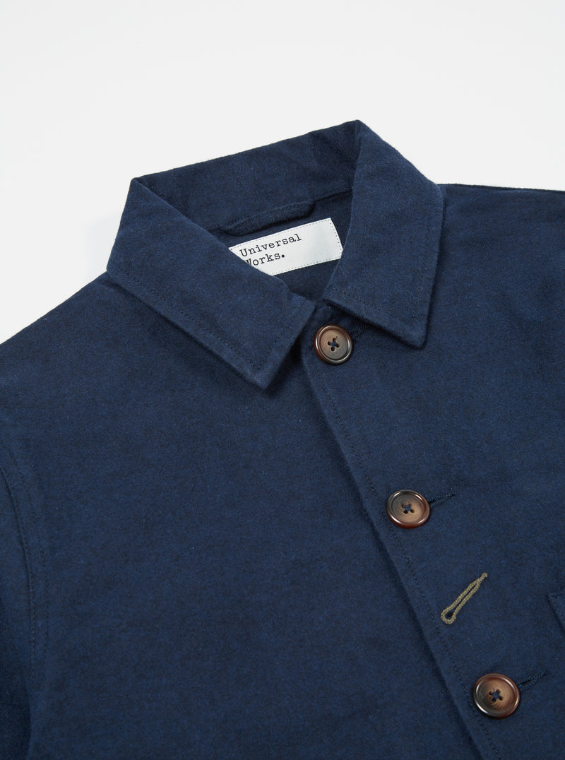 Universal Works Bakers Chore Jacket in Navy Nebraska Cotton