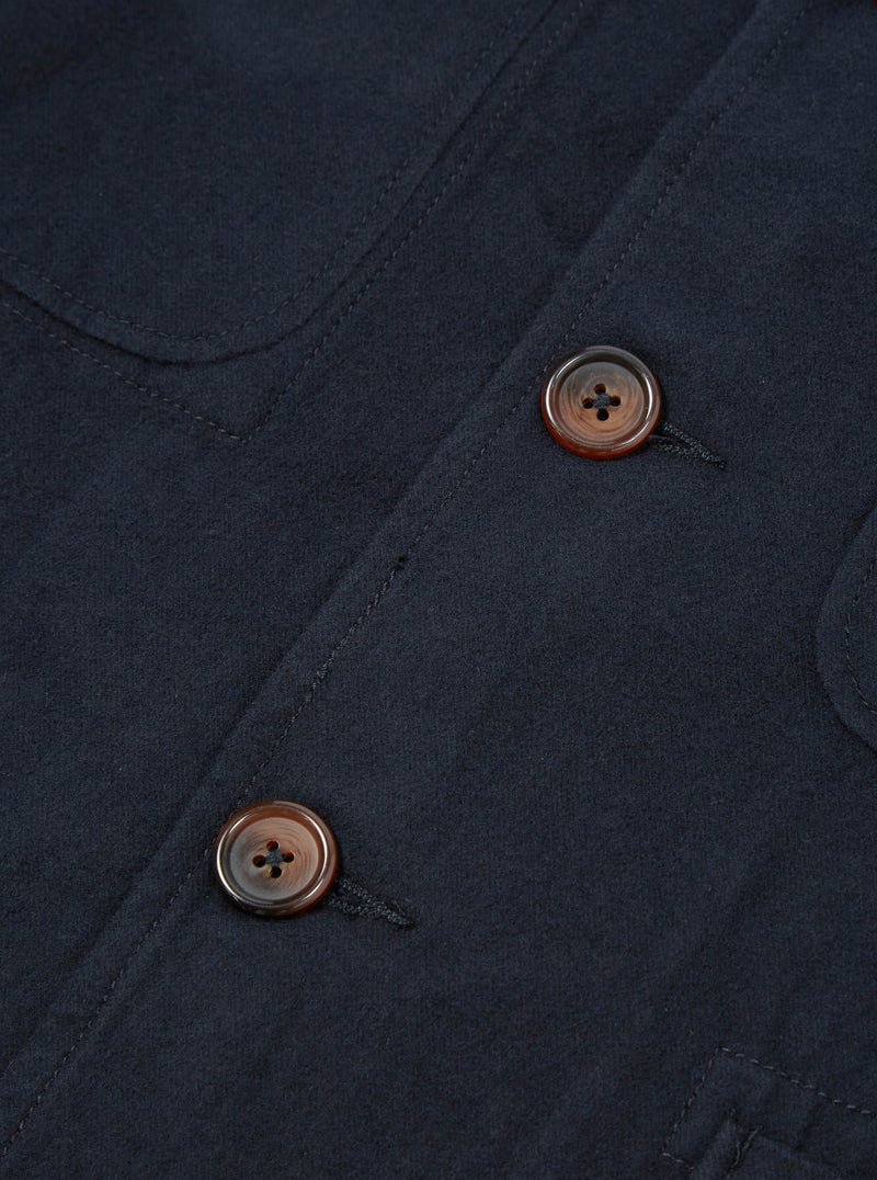 Universal Works Five Pocket Jacket in Black Nebraska Cotton