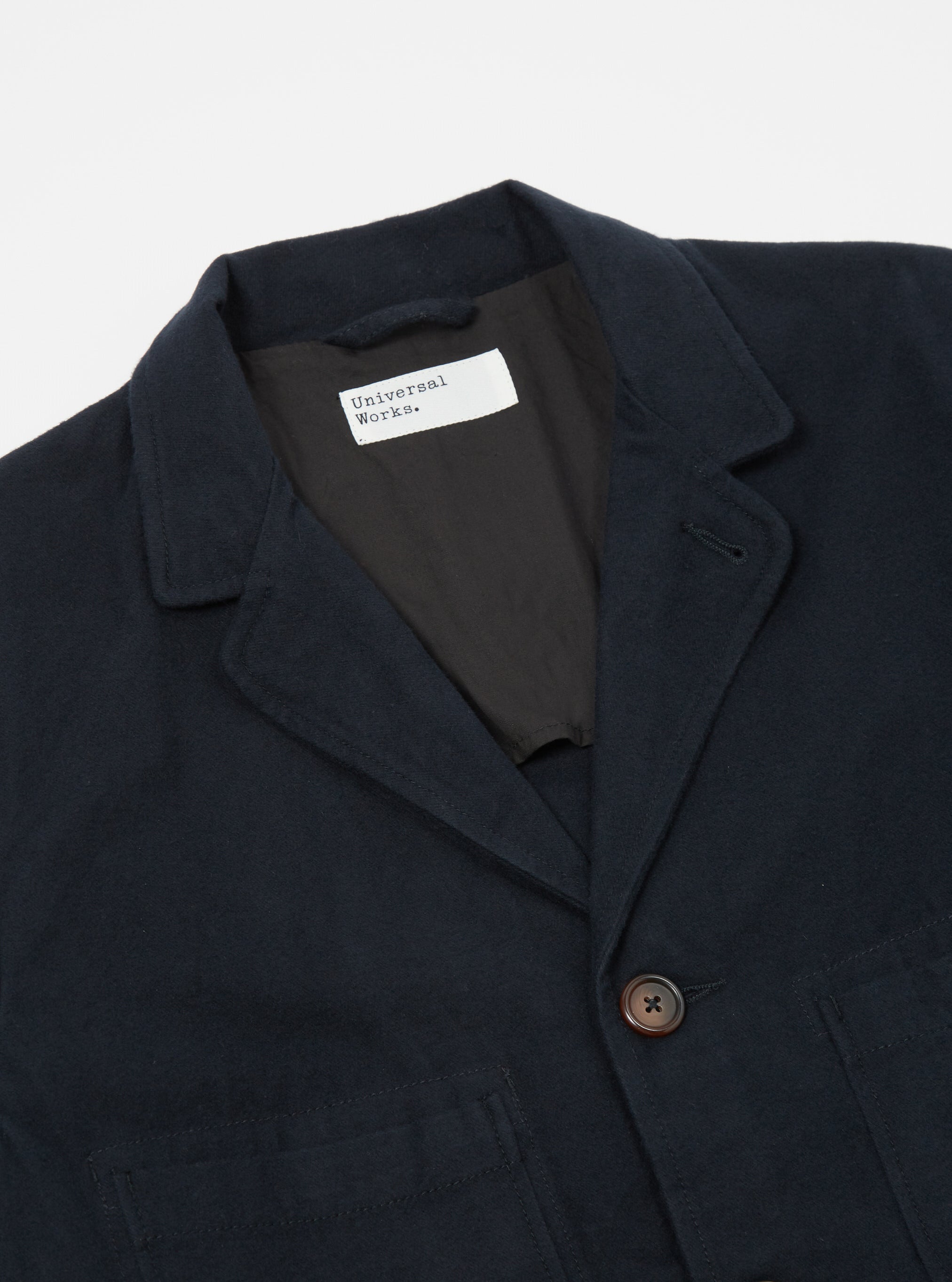 Universal Works Five Pocket Jacket in Black Nebraska Cotton